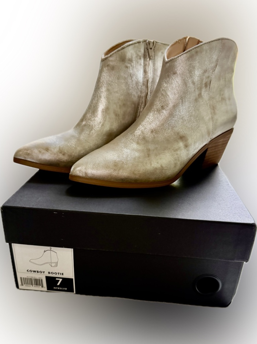 Banana Republic Metallic Ivory Cowboy Booties - Pointed Ankle Boots